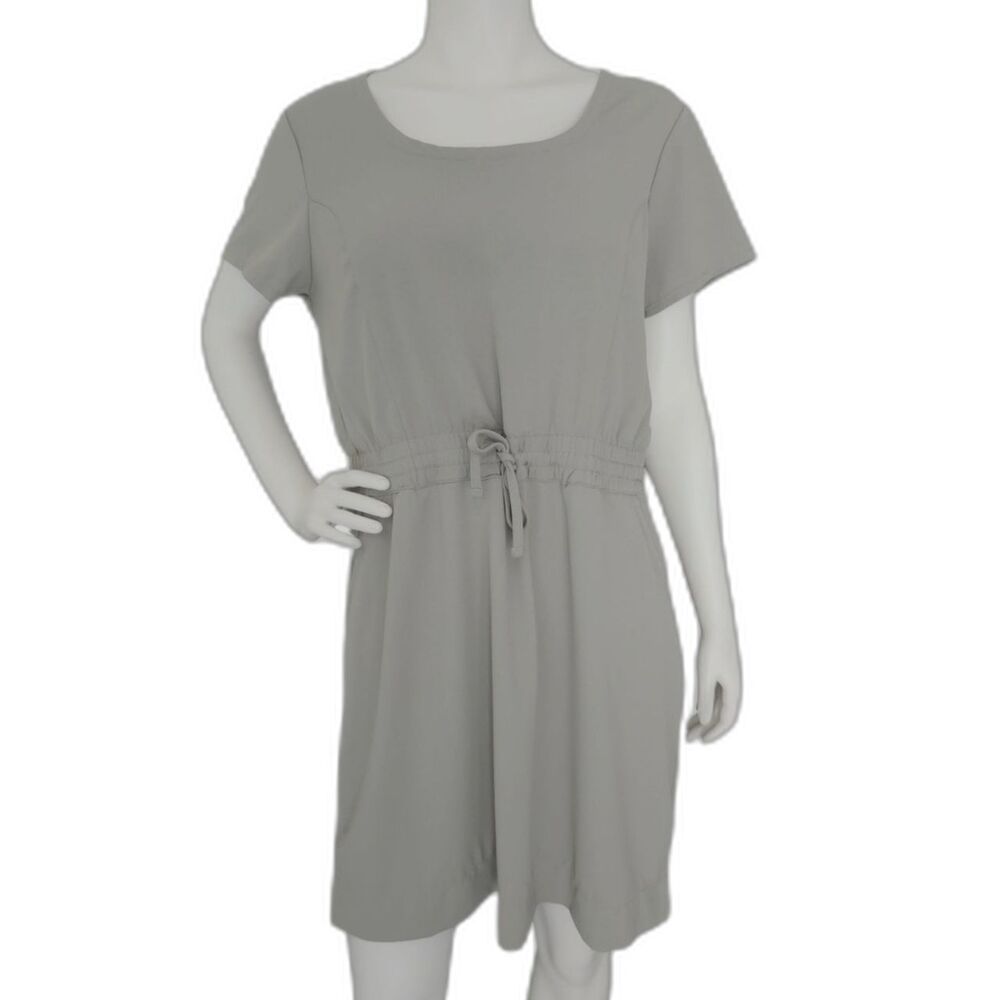 32 Degrees Soft Twill Drawstring Dress Shadow Grey Gray Pockets Size L